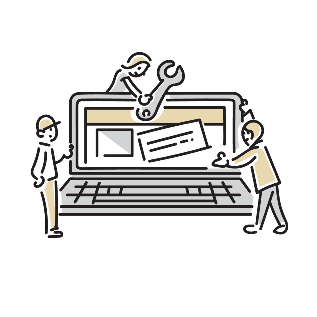 Webサイトの安全な管理・保守・アップデートを象徴するイラスト